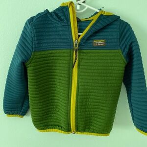LL Bean AIRLIGHT Full Zip, Hooded Jacket Colorblock Cactus Size Kids 3T